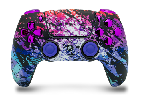 Digital Mirage & Purple Chrome Inserts PS5 Controller | PS5