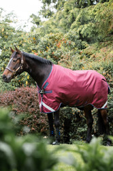 Horseware Rambo Original Turnout Blanket with Leg Arches 0g - Burgundy/Teal & Navy