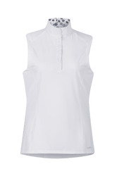 Kerrits Ladies Affinity Sleeveless Show Shirt - White/Bits N' Flowers - Front