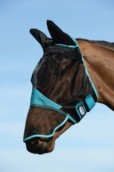 WeatherBeeta ComFiTec Fine Mesh Mask With Ears and Nose - Black/Turquoise