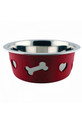 Weatherbeeta Non-Slip Stainless Steel Silicone Bone Dog Bowl in Raspberry