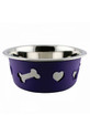 Weatherbeeta Non-Slip Stainless Steel Silicone Bone Dog Bowl in Dark Purple