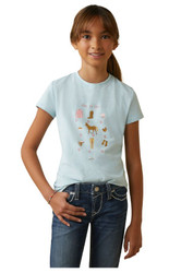 Ariat Youth Time To Show T-Shirt in Heather Mosaic Blue - Front