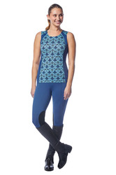 Kerrits Ladies Flow Rise Knee Patch Performance Tights in True Blue - Full View