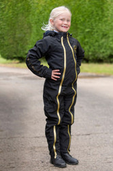 Supreme Products Youth Active Show Rider Waterproof Onesie in Black/Gold - front