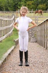 Hy Equestrian Childrens Cadiz Mizs Competition Breeches in White/Rose Gold - Front