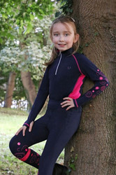 Hy Equestrian Childrens Dyna Mizs Ecliptic Base Layer in Navy/Magenta - front