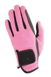 Hy Equestrian Childrens Every Day Two Tone Riding Gloves in Pink/Black - front