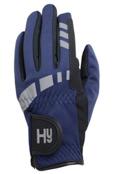 Hy Equestrian Childrens Extreme Reflective Softshell Gloves in Navy - front
