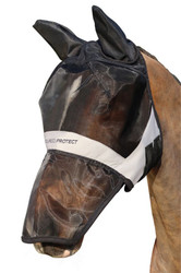 Hy Armoured Protect Full Face Fly Mask with Ears and Nose in Black/Gray