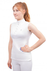Hy Equestrian Ladies Sophia Sleeveless Show Shirt in White - front