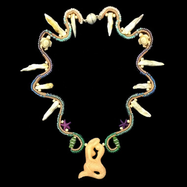 Handmade, one-of-a-kind beaded mermaid "Undersea" Necklace, XS
