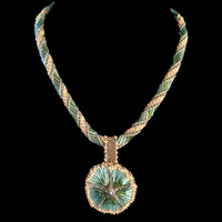 Starfish necklace, hand beaded beachy necklace