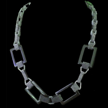 Original design one-of-a-kind hand-beaded rectangle necklace, exclusive for Lisa Todd boutique in Boca Raton, FL