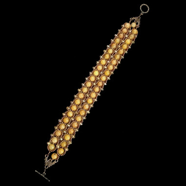 Copper and Amber Color Double-Row Bracelet-XL