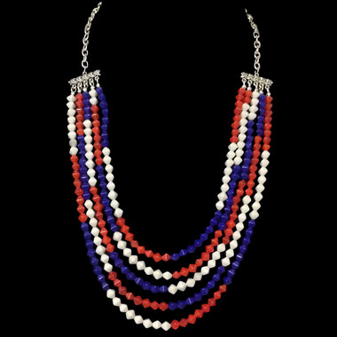 5-Strand Patriotic Red-White-and-Blue Crystal Necklace