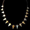 Handmade shell necklace with brown beads and blue Swarovski crystals