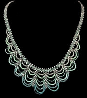 Hand beaded blue ombre ocean waves necklace