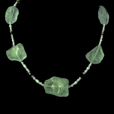 Handmade sea glass necklace with Swarovski crystals and freshwater pearls