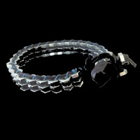 Handmade mens bracelet with leather, blue cord and vintage leather button