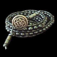 Mens bracelet triple wrap with hematite and leather cord