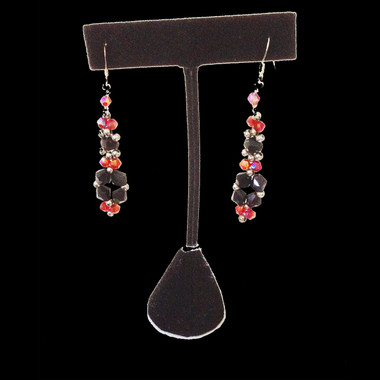 Handmade jewellery black and red crystal  dangling earrings