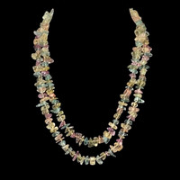 Handmade jewellery double necklace with pastel glass chips and silver beads; exclusive design for Lisa Todd boutique in Boca Raton, FL