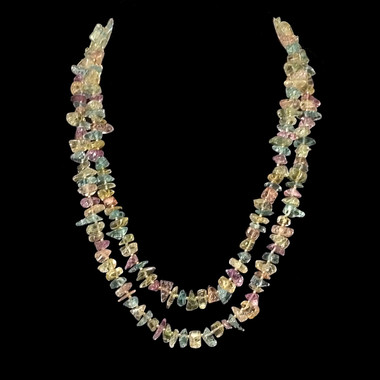 Handmade jewellery double necklace with pastel glass chips and silver beads; exclusive design for Lisa Todd boutique in Boca Raton, FL