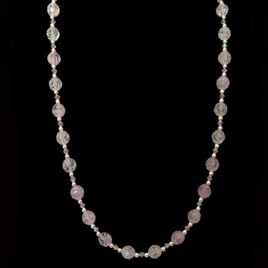 Handmade jewellery pink crystal and bead necklace
