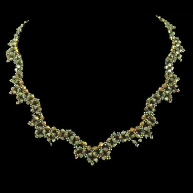 Handmade jewellery dark bronze crystal scalloped necklace