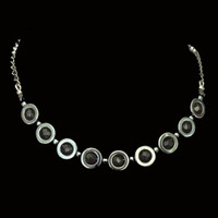 Handmade jewellery of hematite circles with beads and chain necklace