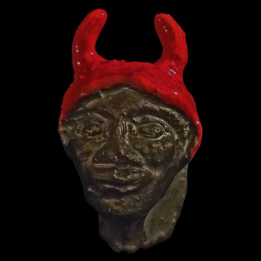 Handmade miniature clay sculpture good luck charm, DevGoyle Pan