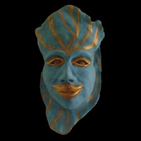 Handmade clay wall sculpture of Egyptian goddess for dried plants, private collection