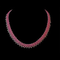 Handmade jewellery pink crystals and beads necklace