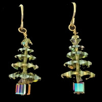 Handmade Swarovski Crystal Tree Earrings, Peridot