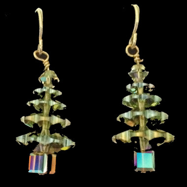 Handmade Swarovski Crystal Tree Earrings, Peridot