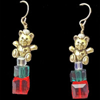 Teddy Bears with Swarovski crystal gift boxes handmade earrings