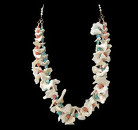"Dancing Shell" necklace: Shell, coral, and turquoise handmade twisted necklace. Exclusive Design by Batya for Lisa Todd Boutique in Boca Raton, FL