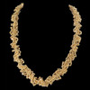 Hand beaded gold netted spiral necklace with Swarovski crystals
