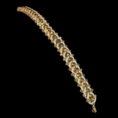 Handmade gold Chinese crystal and ivory bead, XL bridal bracelet