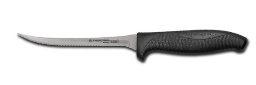 Dexter Russell SofGrip 5 1/2" Scalloped Utility Knife Black Handle 24303B SGL155NSCB