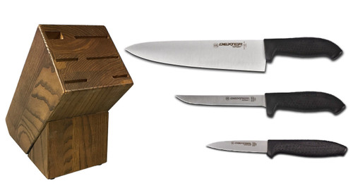 Dexter Russell Cutlery SofGrip Starter Knife Block Set - Black Handles VB4041