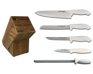 Dexter Russell Cutlery SofGrip Essential Knife Block Set - White Handles VB4048