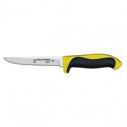 Dexter Russell 360 Series 5” scalloped utility knife yellow handle 36003Y S360-5SC-PCP