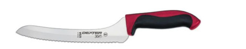 Dexter Russell 360 Series 9 inch Scalloped Offset Slicer Red Handle 36008R S360-9SC