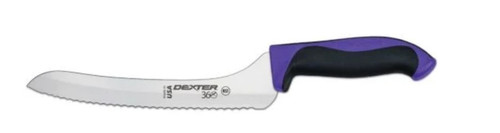 Dexter Russell 360 Series 9 inch Scalloped Offset Slicer Purple Handle 36008P S360-9SC