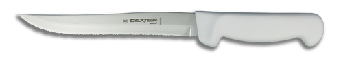 Dexter Russell Basics 8" Scalloped Utility Knife White Handle 31628 P94848