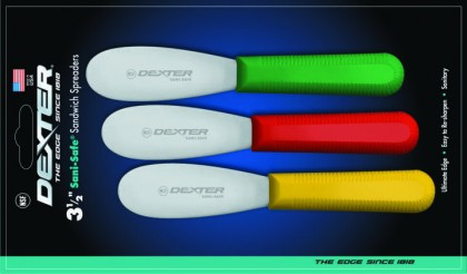 Dexter Russell Sani-Safe 3 1/2" 3-Pack Spreaders Red, Yellow, Green 18503 S173-3RYG