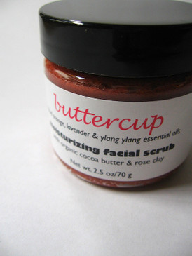Buttercup SAMPLE SIZE Moisturizing Facial Scrub - Blood Orange, Lavender and Ylang Ylang Essential Oils, Organic Cocoa Butter, Rose Clay...