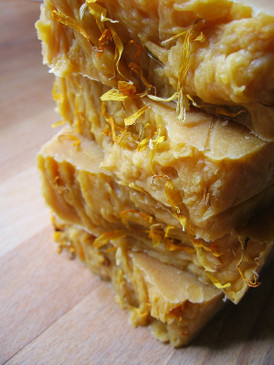 Buttercup Hot Process Facial Soap - Blood Orange, Lavender and Ylang Ylang Essential Oils, Goat Milk, Organic Cocoa Butter and Carrot Juice